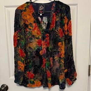 Johnny Was Vibrant Floral Button-Up Blouse size small nwot
